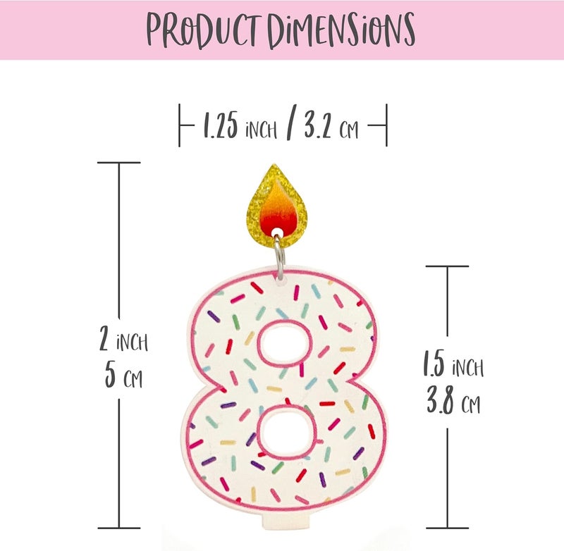 UBUN2 Store Set of 15 Birthday Candle Earrings - 15 Single Stud Earrings with Numbers 0-9 & Extra 1-5, Pink Outline, Sprinkles, Glitter Flame - Image 2